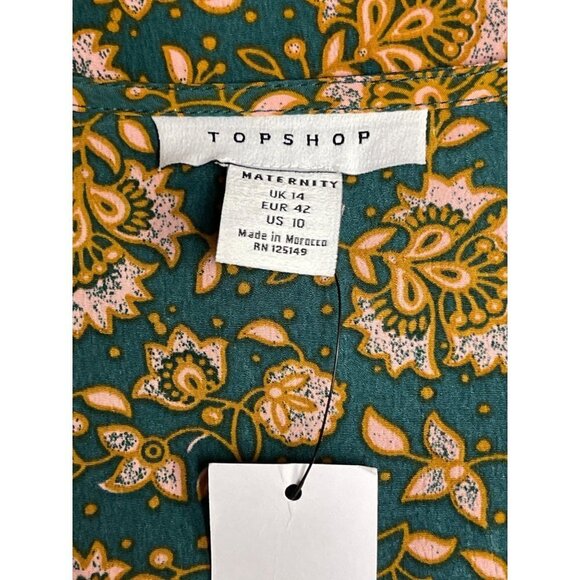 NEW! Topshop Willmor Floral Print Maternity Wrap Dress Green Women's Size 10 - Picture 10 of 11